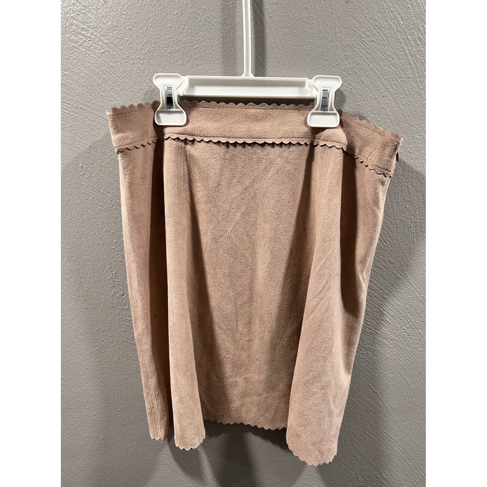 Altar'd State Faux Suede Scalloped Mini Skirt Tan Brown Size Large